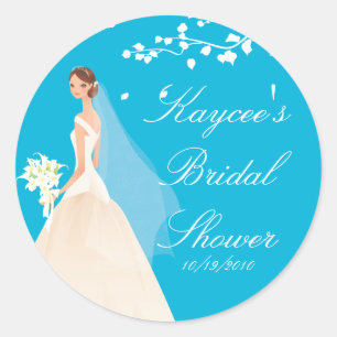 Stylish Turquoise Bride Bridal Shower Sticker