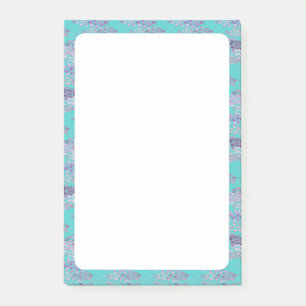Stylish turquoise floral Border Personalised Name Post-it Notes