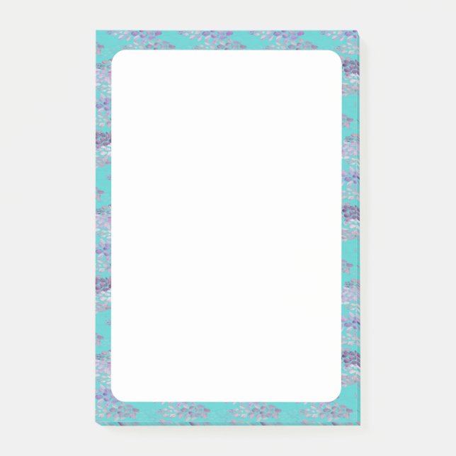 Stylish turquoise floral Border Personalised Name Post-it Notes (Front)