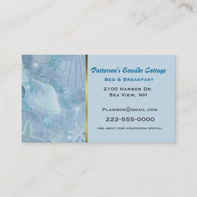 Stylish Turquoise Sea Shell Business Card (Front)