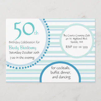Stylish Turquoise Stripe Birthday Party Invitation