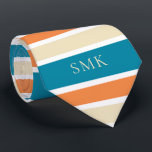 Stylish Turquoise Teal Orange Stripes Monogram Tie<br><div class="desc">Stylish Turquoise Teal Orange Stripes Monogram Necktie with stylish shades of turquoise teal, pumpkin orange, and vanilla cream, with space for your custom monogram. Created by Zazzle pro designer BK Thompson © exclusively for Cedar and String; please contact us if you need assistance, have questions, or would like to enquire...</div>
