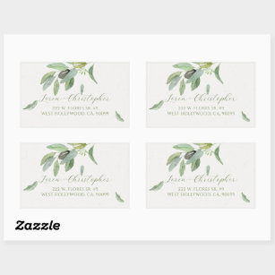  Stylish Tuscany watercolor Olive Leaves Branch Rectangular Sticker