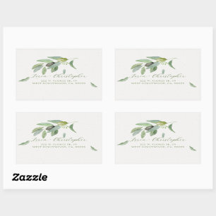 Stylish Tuscany watercolor Olive Leaves Branch Rectangular Sticker