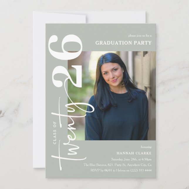 Stylish Twenty25 Photo Graduation Party Invitation (Front)