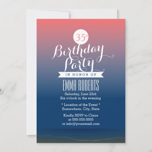 Stylish Twilight Beach Theme Birthday Party Invitation (Front)