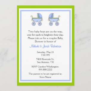 Stylish Twin Boys Couples Baby Shower Invitation