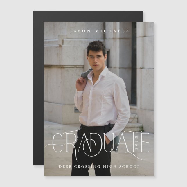 Stylish Type Photo Graduation Announcement (Front/Back)