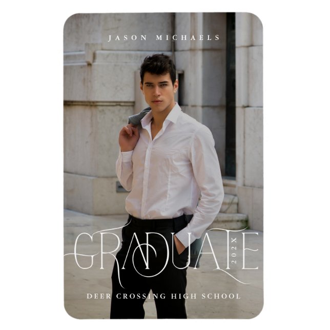 Stylish Type Photo Graduation Announcement Magnet (Vertical)