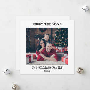 Stylish Typewriter Design   Merry Christmas Photo  Holiday Card