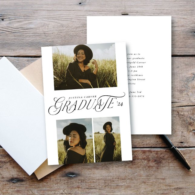 Stylish Typographic Multi Photo Graduation Card (Creator Uploaded)