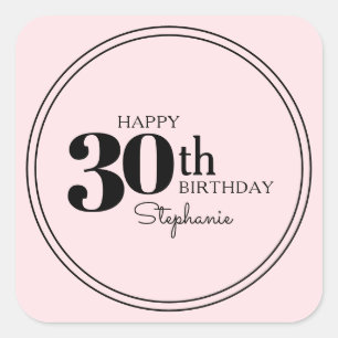 Stylish Typography 30th Birthday with Name Square Sticker