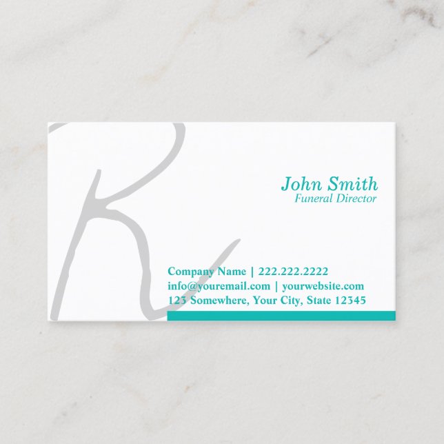 Stylish Typography Funeral Business Card (Front)