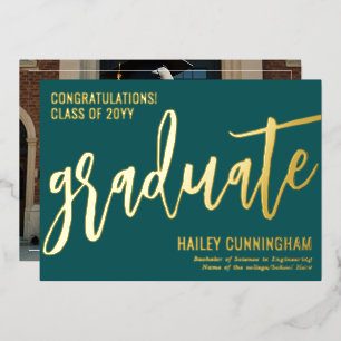 Stylish Typography Graduation Photo Foil Card
