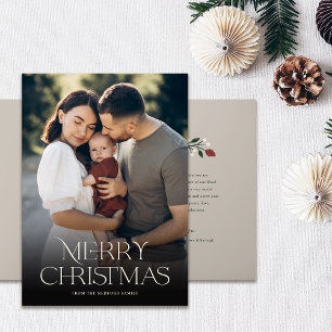 Stylish Typography Merry Christmas Photo Holiday Card