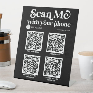 Stylish typography Modern QR code business Pedestal Sign