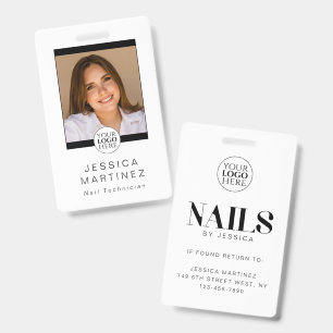 Stylish Typography Nail Salon Employee Photo ID Badge