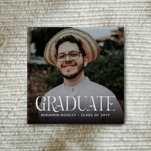 Stylish Typography Overlay Photo Graduate 15 Cm Square Badge