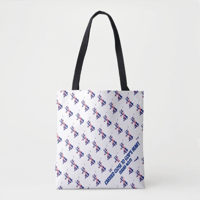 Stylish UK UNION JACK FLAG Scripture Bible Isaiah Tote Bag (Front)