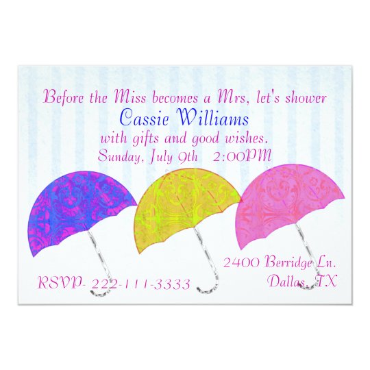 Stylish Umbrellas Bridal Shower Invitation