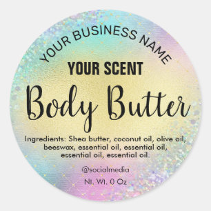 Stylish Unicorn Coloured Glitter Body Butter Label
