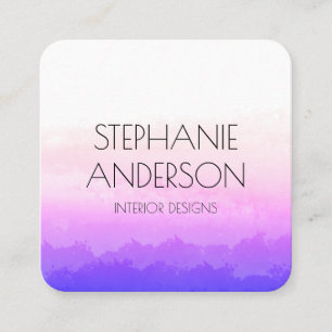Stylish Unicorn Pink Gold Watercolor Abstract Square Business Card