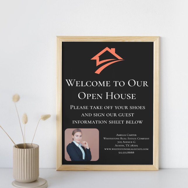 Stylish Unique Black Real Estate Agent (Stylish Unique Black Real Estate Agent Table Tent)