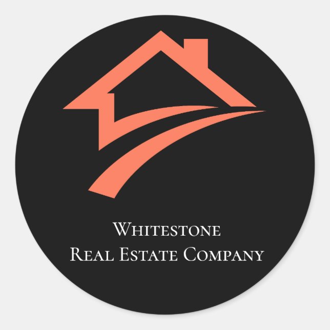 Stylish Unique Black Real Estate Agent Classic Round Sticker (Front)