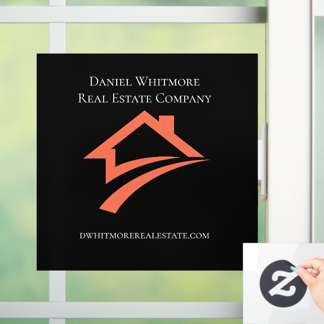 Stylish Unique Black Real Estate Agent Window Cling (Home)