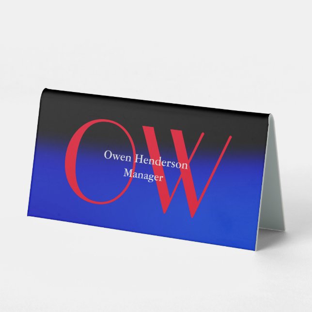 Stylish Unique Blue Red Bold Text Monogram (Front)