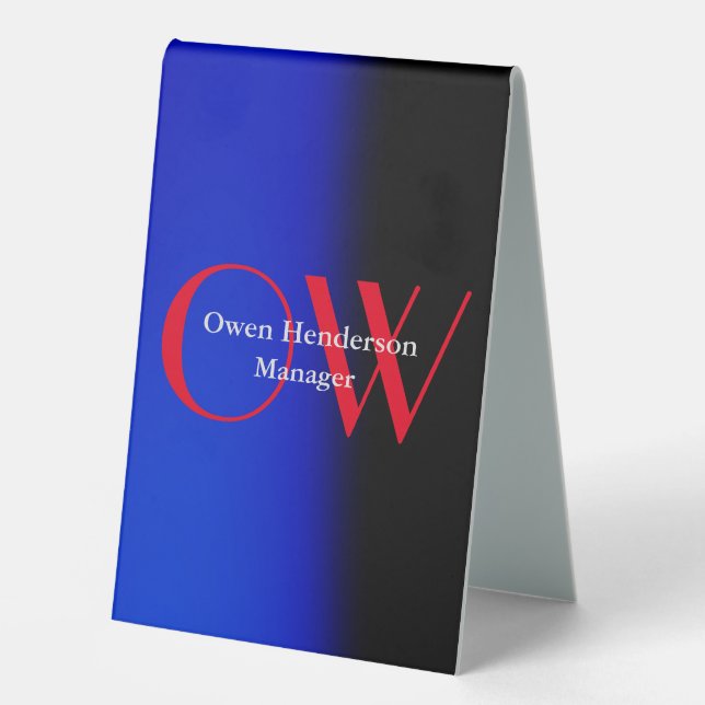 Stylish Unique Blue Red Bold Text Monogram (Front)