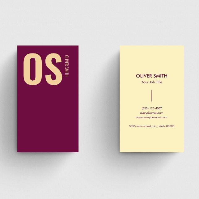 Stylish Unique Burgundy Professional Monogram Business Card (Creator Uploaded)