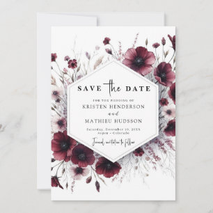 Stylish Unique Burgundy Wedding Save The Date
