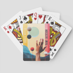 Stylish Unique Collage Photo l Modern Hello Hand  Playing Cards