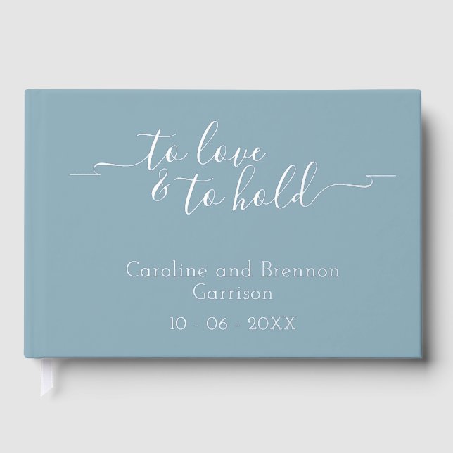 Stylish Unique Couple Names Wedding Vow Gold Guest Book (Front)