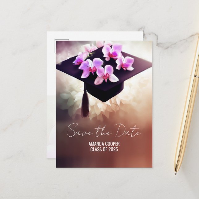 Stylish Unique Graduation Announcement Postcards (Front/Back In Situ)