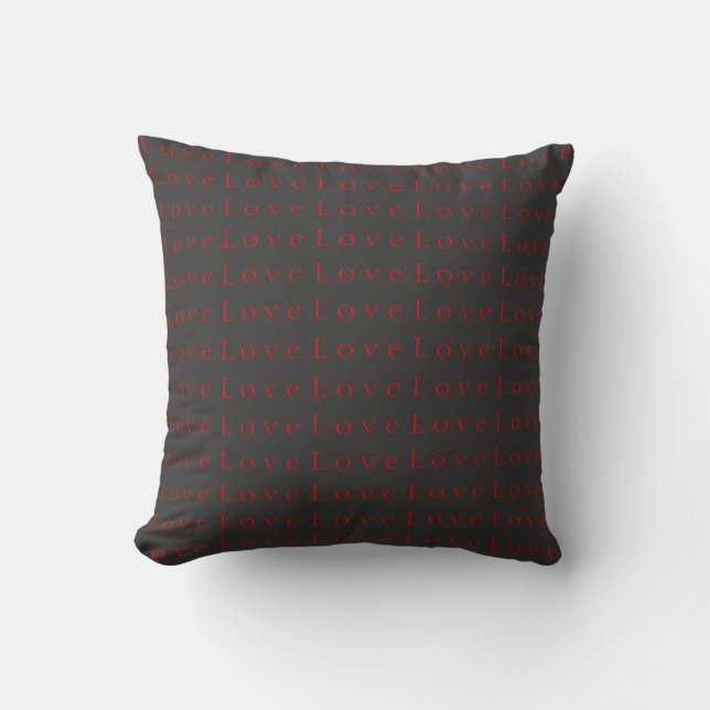 Stylish Unique Grey Red Love Wedding Cushion (Front)