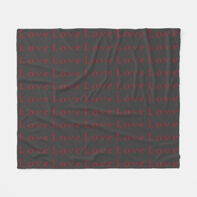 Stylish Unique Grey Red Love Wedding Fleece Blanket (Front (Horizontal))
