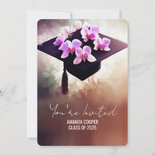 Stylish Unique Orchids Graduation Invitation