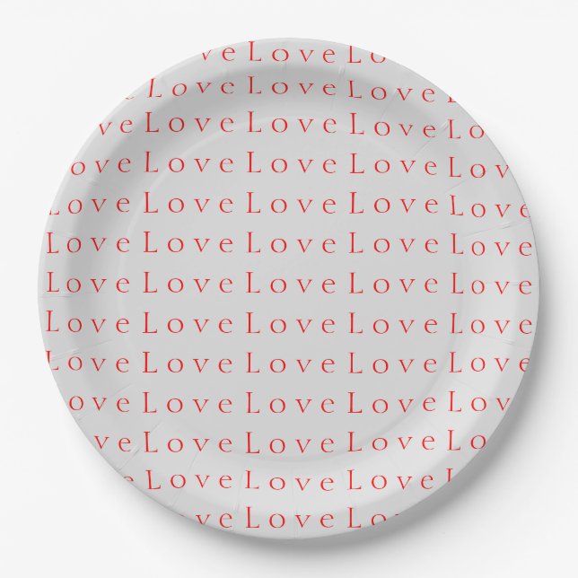 Stylish Unique Red Love Wedding Paper Plate (Front)