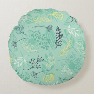 Stylish various foliage green pattern round cushion