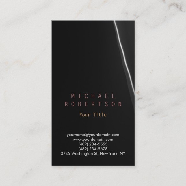 Stylish Vertical Dark Grey Black Business Card (Front)