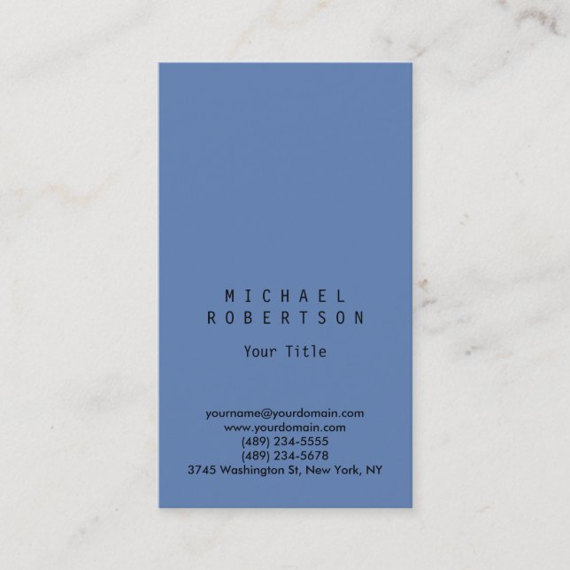 Stylish Vertical Glaucous Grey Plain Business Card (Front)