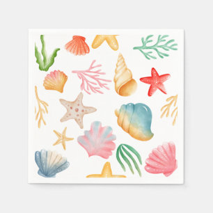 Stylish Vibrant Ocean Marine Sea Shell Colourful Napkin