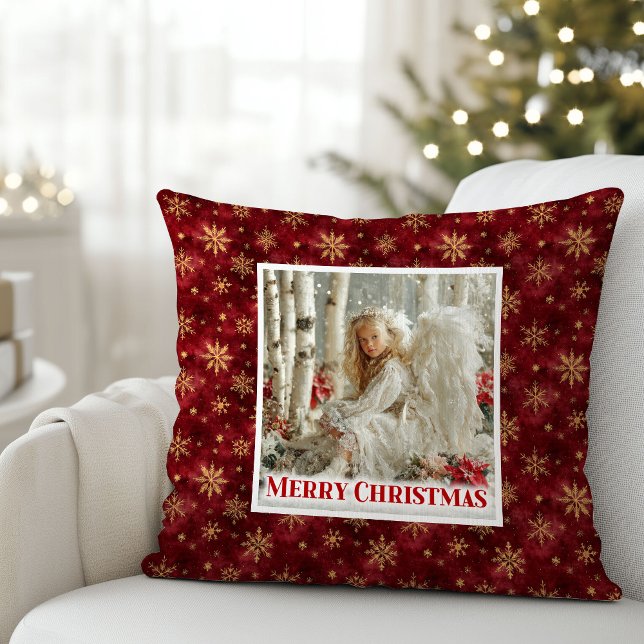 Stylish Vintage Angel Red Gold Holiday Christmas  Cushion (Stylish Vintage Angel Red Gold Holiday Christmas Pillow

)