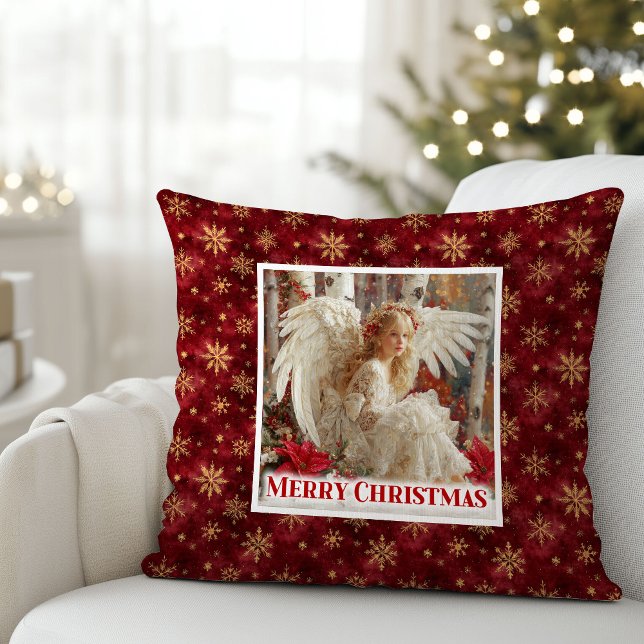 Stylish Vintage Angel Red Gold Holiday Christmas   Cushion (Stylish Vintage Angel Red Gold Holiday Christmas Pillow

)