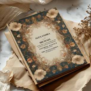 Stylish Vintage Art Nouveau Floral Wedding Invitation