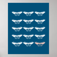 Stylish Vintage Blue Butterfly Illustration