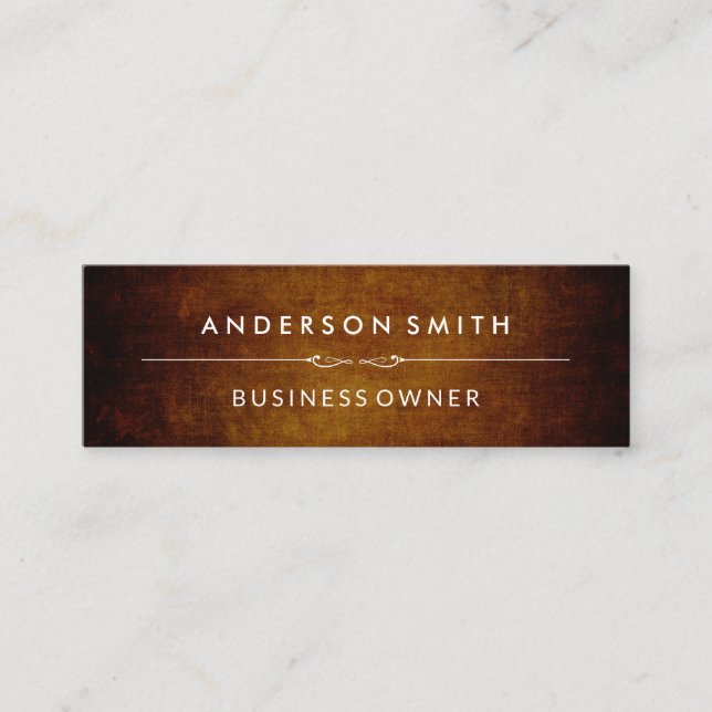 Stylish Vintage Brown Mini Business Card (Front)