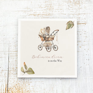 Stylish Vintage Carriage Leaves Pastel Neutral Napkin